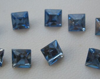 Vintage Swarovski Light Sapphire Blue Square Rhinestones 6mm QTY - 8