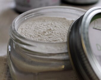 Deodorant Body Powder - GOLDEN SUNFLOWER Bath and Body Powder. Natural Scented Dusting Powder, 4oz. Jar with handmade powder puff.