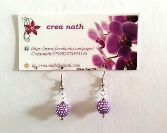 Purple rhinestone earring