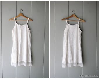 Vintage 90s White Dress 90s Lace Embroidered Mini Dress Sleeveless Summer Tank Boho Dress White Slip Dress Womens Medium Small