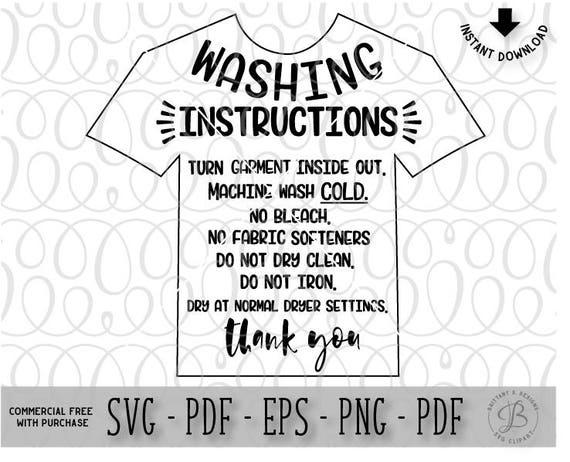 Download Garment Care Card SVG HTV wash instructions Clothing care