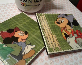 Gift of the Magi | Mickey and Minnie Upcycled Book Page Coasters