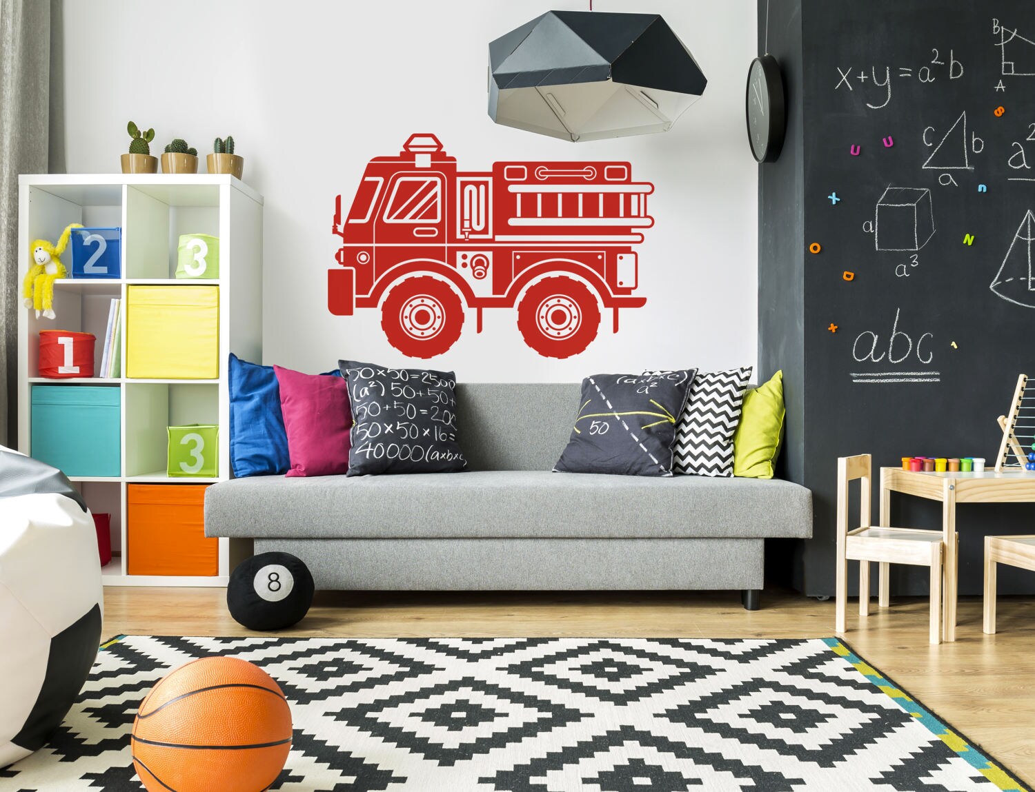 Fire Truck Vinyl Wall Decal Boy Girl Nursery Bedroom