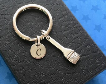 Personalised paintbrush keyring - Paintbrush keychain - Decorator gift - Initial keychain - Stocking filler - Secret Santa - Etsy seller