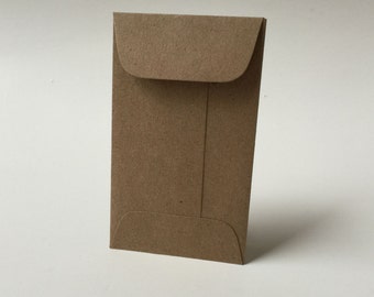 25 Kraft Mini Envelope with Flap, Brown Bag Gift Enclosure, Rustic Wedding Envelope, Gift Certificate Holder, Mini Coin Envelope, e25