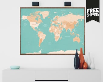world map world map wall art world map print world map poster