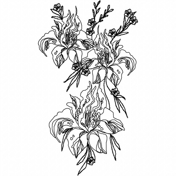 Flowers Tattoo Outline Machine Embroidery Design...3043