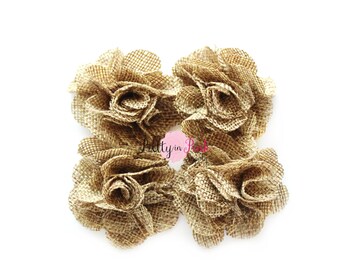 Petite Natural Burlap Flowers- 1.5" Burlap Flower- You Choose Quantity- Fabric Flower- Flowers- Small Burlap Flower- Puff Flowers