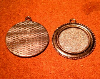 Pendant silver scalloped viel cabochon - 40 x 35 mmpour cabochon 25 mm - PF29 carrier