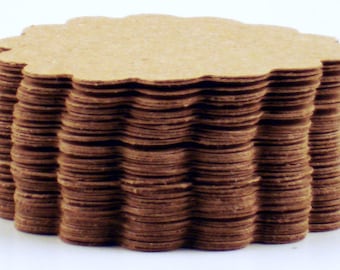 50 Paper DIe Cut Scalloped Circles in Krafty Kraft