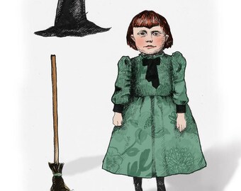 Little Witch Halloween art card