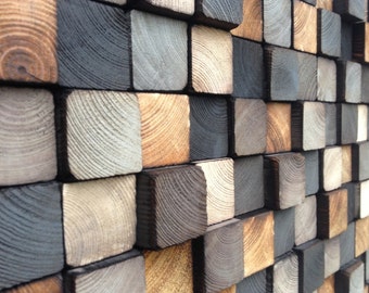 Wooden Art Wall Sculpture - Reclaimed wood - Rustic Sculpture