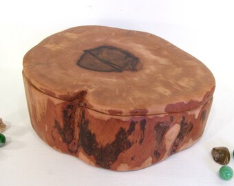 Dogwood Tree Trunk Box, small cremation urn, pet urn, cremains keepsake, valet box, wood art, wooden jewelry box, desk organizer