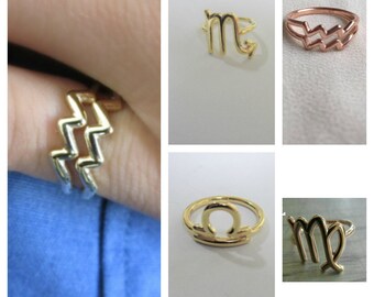 Zodiac Ring- Astrology Sign Ring- Astrology Jewelry- Horoscope Ring- Astrological sign ring- Zodiac Rings
