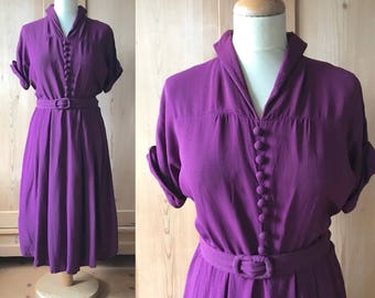 1940s rayon dress with original belt