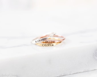 Skinny Name Ring - Mini Name Ring – Skinny Stackable Name Ring - Dainty Name Ring – Stacking Name Ring – Minimal Name Ring