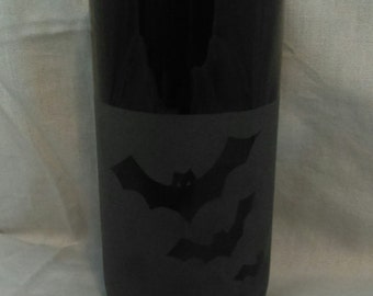 Bats//Glass// Etched// Drink//Black// Glass//Washable//Gothic//Display//Halloween