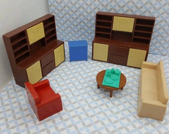 Marx Livingroom 4 Piece Furniture Arco wall units Dollhouse Traditional Style Soft and Hard Plastic