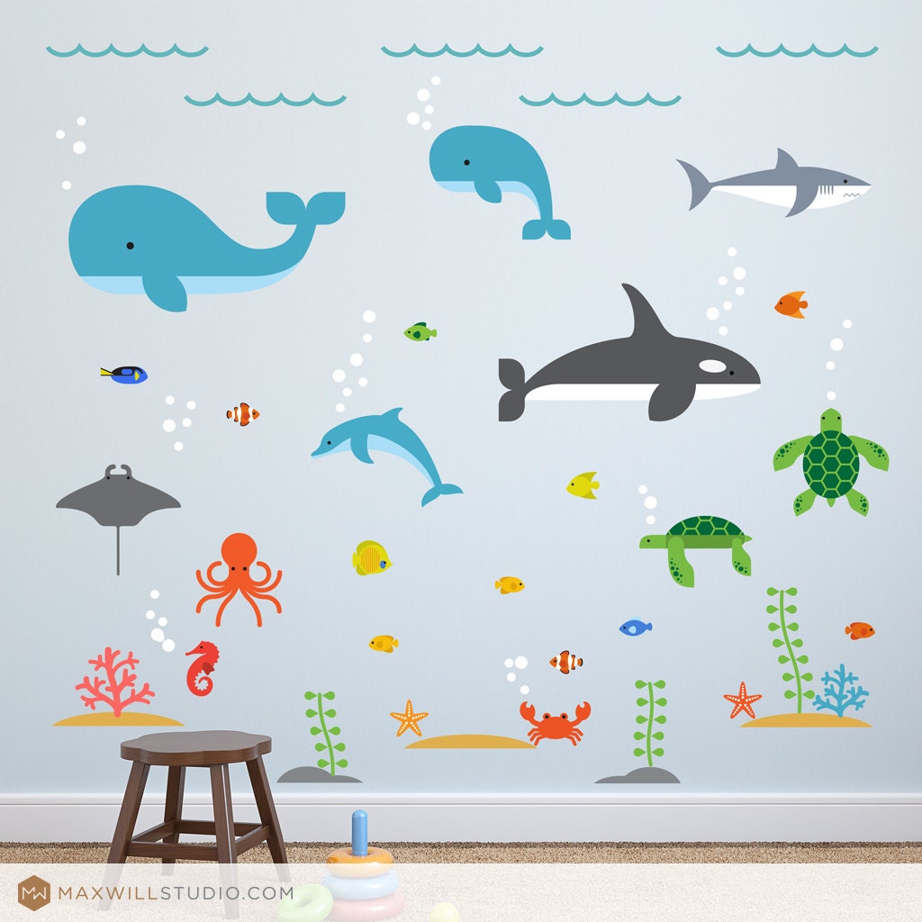 Sea Creatures Decal Sea Animals Decal Sea Life Wall Decal