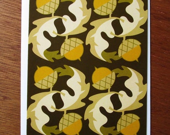 Acorn Oak Leaf Pattern Note Card