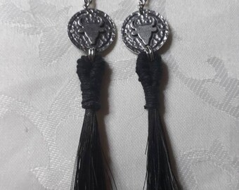 Bull and Taurus horsehair tassel earrings
