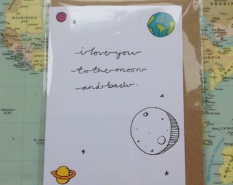 I Love You To The Moon And Back A7 Greeting Card - Relationship Card
