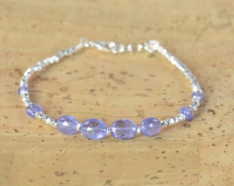 Tanzanite and sterling silver bracelet