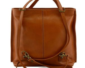 MARIA Italian women leather shoulder bag convertible backpack shoulder rucksack double inner compartment vegetable tanned leather purse