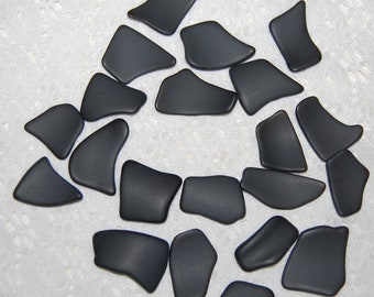 Black Faux Sea Glass recycled glass (21 pieces)