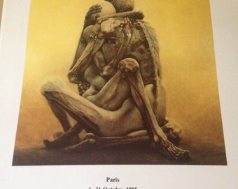 Genuine Zdzislaw Beksinski super rare print from his First Exhibition outside Poland, Paris 1985
