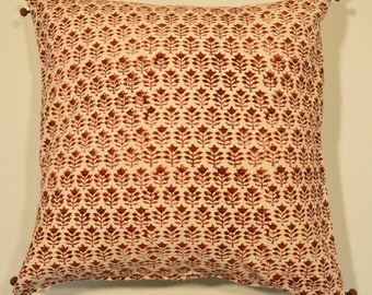 Provence Cinnabar- Decorative pillow 20x20 with pom poms