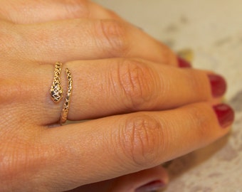 Vermeil & Black Spinel Snake Rings - Sizes 5 6 7 8