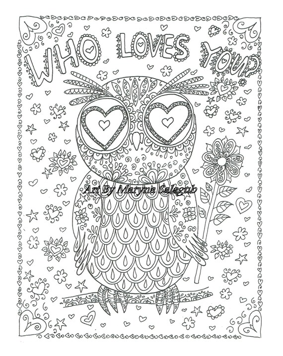 coloriage qui vous aime carte chouette