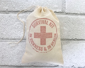 Survival Kit Bag Individual Bachelorette Favor Bags Wedding Welcome Recovery Hangover Party Favor Muslin Gift Groomsmen Bachelor Bridesmaid