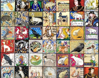 Medieval images for tiles and jewelry