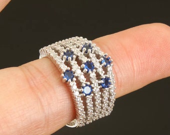 Solid sterling silver sapphire topaz ring