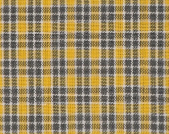 Homespun Fabric | Sewing Fabric | Cotton Fabric | Quilt Fabric | Small Plaid Fabric | Yellow White Grey And Charcoal | 1 Yard
