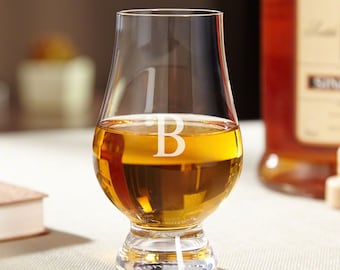 Glencairn Whiskey Glass - Personalized with Single Initial - Official Scotch Glasses - Durable Lead Free Crystal Glass
