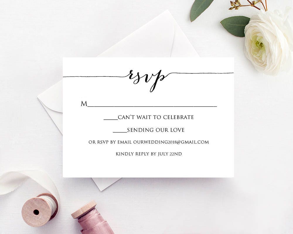 RSVP Card Template Edit Print Instant Download DIY