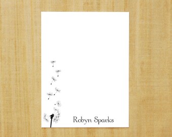 Stationery set of 8 PERSONALIZED Dandelion Note Cards