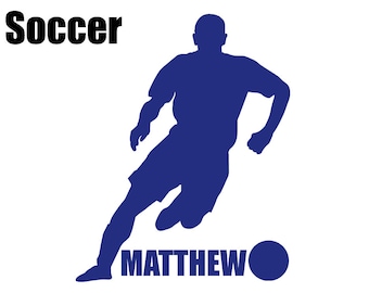 Custom Boy's Soccer Silhouette Wall Graphic FREE SHIPPING