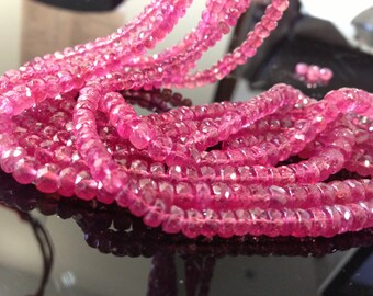 AAA pink sapphire size range from 3.5-2.5mm, set of 10 beads