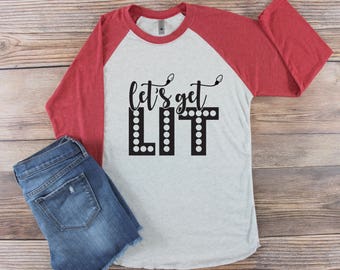Let's Get Lit Shirt/ Christmas T Shirt/ Christmas Raglan/ 12 Bars of Christmas/ Ugly Christmas Sweater/ Christmas Party Shirt/ Funny Shirt
