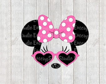 SVG DXF File for Minnie with Heart Sunglasses and Dot Bow