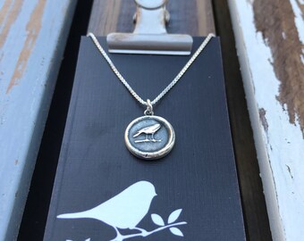 Silver Mini Raven Wax Seal Necklace