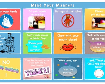 Table Manners for Kids Placemat: Double-Sided & Laminated