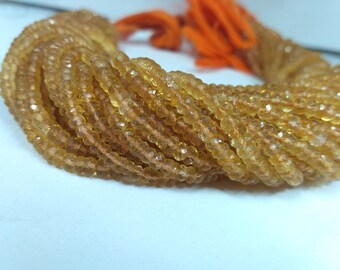 AAA 100% Natural Citrine Faceted Rondelle Beads 3-4.5mm | Citrine Faceted | Citrine Rondelle | AAA Citrine Beads | Natural Beads Stone