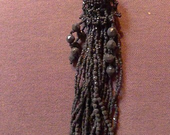 antique tassle beadwork jet