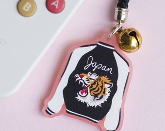 Sukajan Souvenir veste acrylique téléphone charme – blouson japonais – fantaisie porte clé sangle