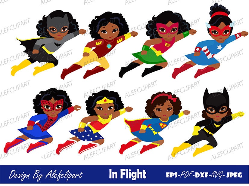 Download Girls African American in flight. SVG Silhouette Cut Files